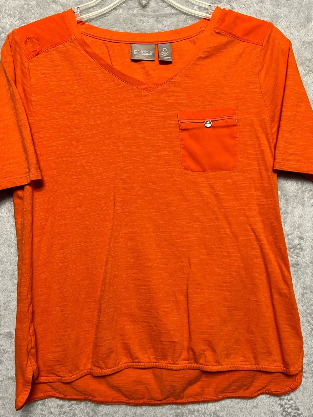 Chico's Women’s 0 Bright Orange V-Neck Short Sleeve Tee